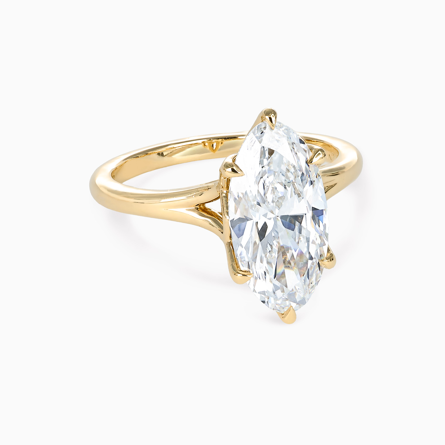 Dino Lonzano Marquise Diamond Solitaire, Lab-Grown, 14k Yellow Gold